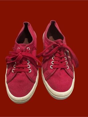 Superga Red Canvas Low-Top Sneakers